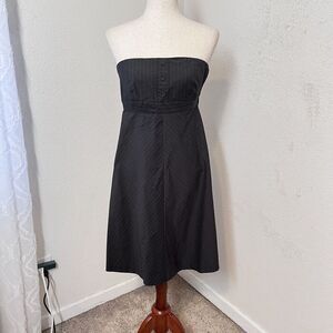 Y2k Style GAP Womens Size 4 Strapless Dress Pinstripe Gray Corpcore Babydoll